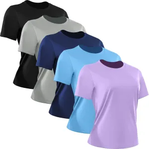 1-5 Pack Women's Short Sleeve Shirts UPF 50  Sun Protection T-Shirts V Neck Workout Quick Dry Tops