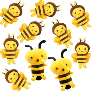 10 Pack Bee Stuffed Animals Toys Plush Bumble Bee Include 2 Pcs Large Stuffed Bee and 8 Pcs Small Plush Honeybee for Christmas Easter Birthday Animal Theme Party Favors