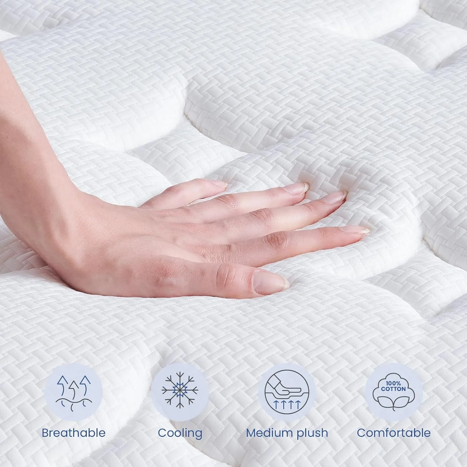 12 Inch Queen Size Mattress, Medium Plush Queen Hybrid Mattress with Gel Memory Foam for Better Sleep, Individually Pocketed Springs for Motion Isolation and Pressure Relief, 100-Night Trial