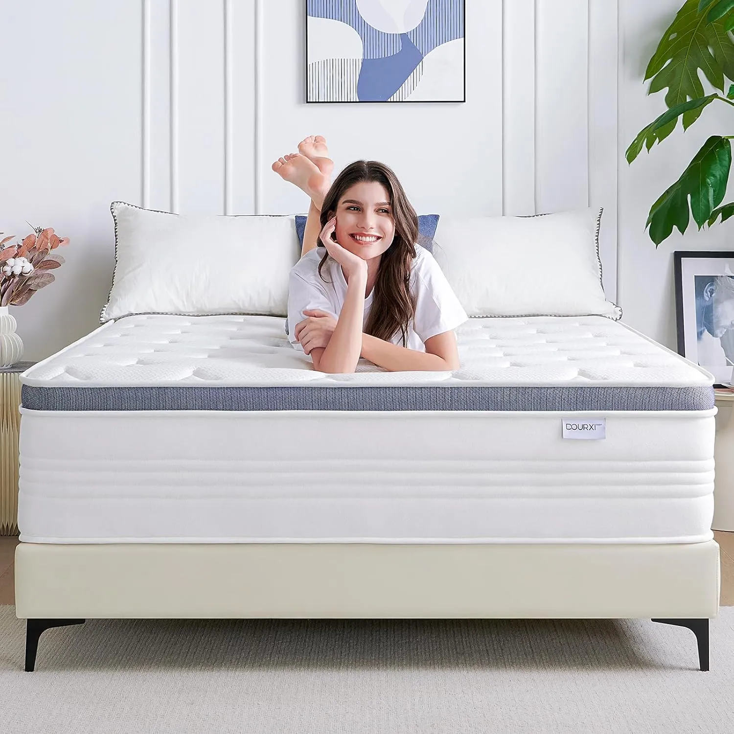 12 Inch Queen Size Mattress, Medium Plush Queen Hybrid Mattress with Gel Memory Foam for Better Sleep, Individually Pocketed Springs for Motion Isolation and Pressure Relief, 100-Night Trial