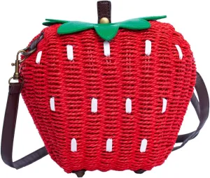 123Arts Women's Strawberry Fruit Weave Shoulder Bag Messenger Bag Beach Bag Purse, Red, 21*18cm