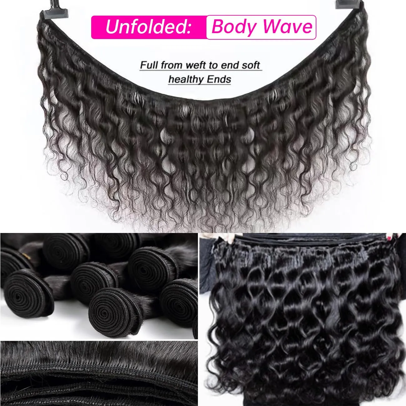 12A Human Hair Bundle 16 16 16 Inch Body Wave Bundles Human Hair 100% Unprocessed Brazilian Virgin Weave 3 Bundles Real Natural Black Wavy Human Hair Extensions