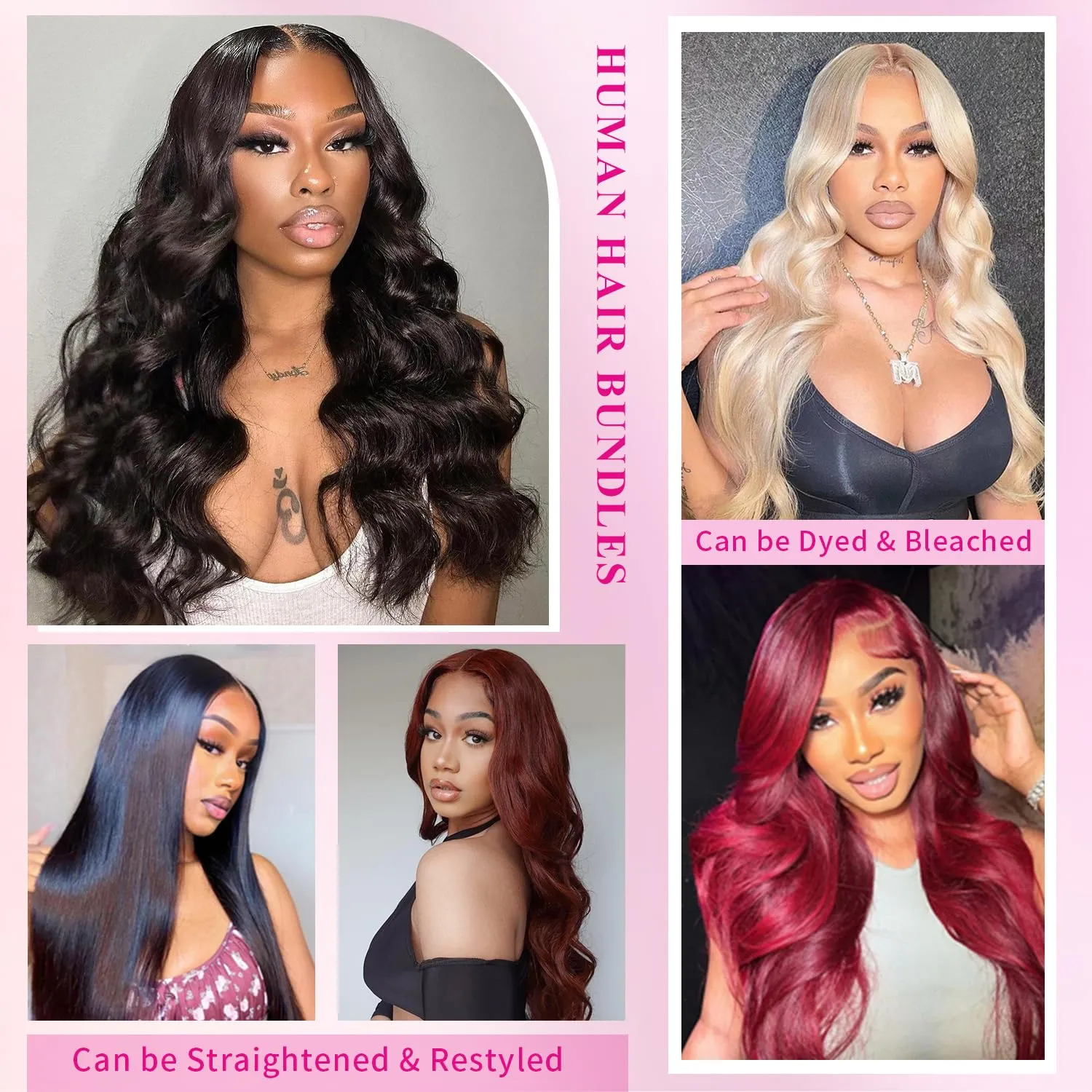 12A Human Hair Bundle 16 16 16 Inch Body Wave Bundles Human Hair 100% Unprocessed Brazilian Virgin Weave 3 Bundles Real Natural Black Wavy Human Hair Extensions