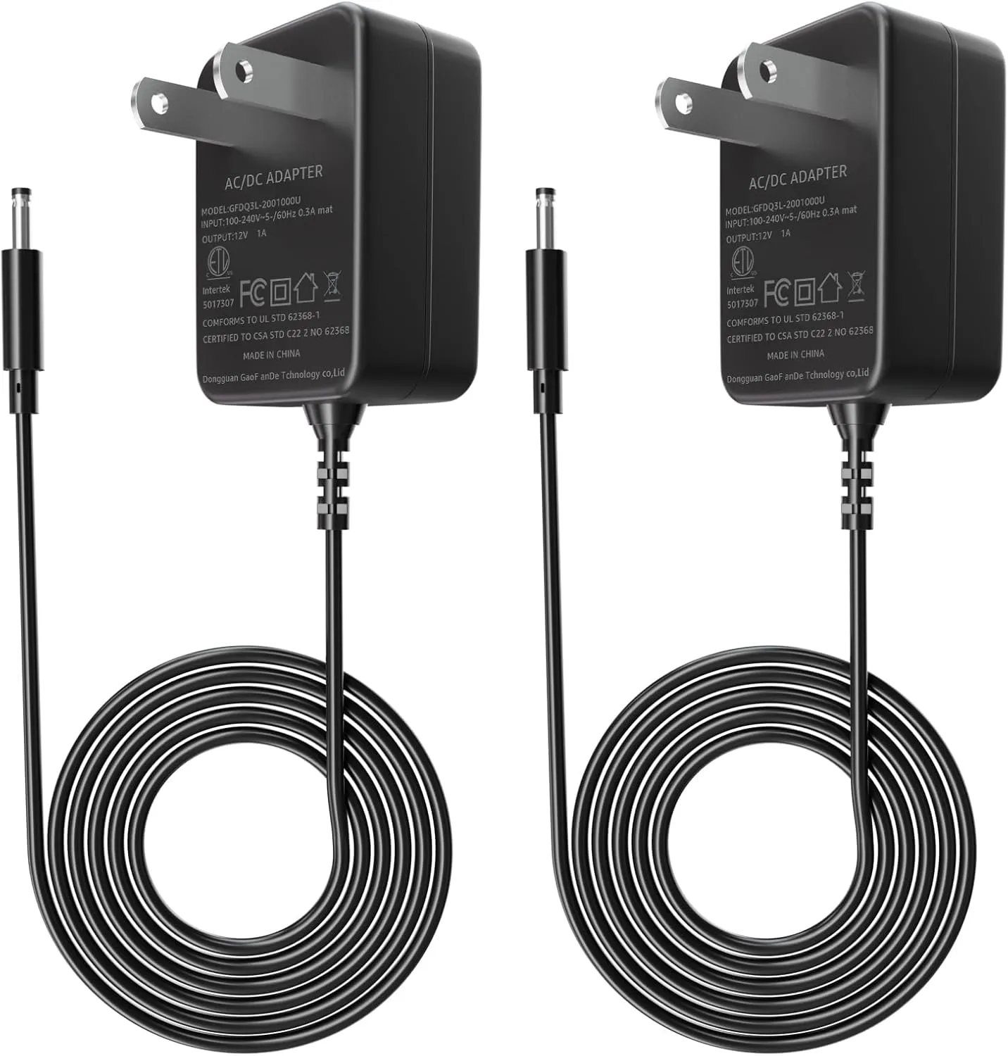 12V1A Security Camera Power Supply AC 100-240V to DC 12V 1A 1000mA CCTV Power Supply Adapter Compatible with Samsung Wisenet Night Owl Swann Lorex Q-See 5.5x2.1mm Wall Plug-in Power Supply Cord