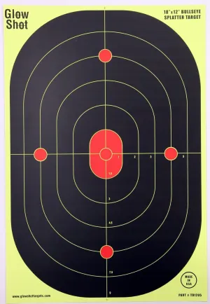 12x18-Inch Bullseye Glowshot Splatter Targets 10 Pack, 25 Pack, 50 Pack, 100 Packs (100 Pack)