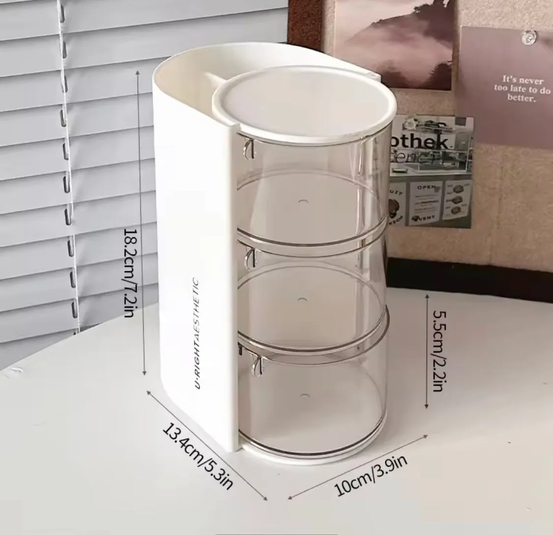 2 In 1 Rotating Cosmetic Storage Box, Transparent Multi Layer Rotating  Makeup Storage Rack, Multifunctional Storage Box