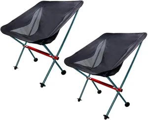 2 Pack Portable Camping Chair Backpacking Chair, Ultralight Outdoor Camping Folding Chair, Small Compact Folding Chairs for Travel, Beach, Picnic, Fishing, Festival, Hiking,Grey (Black One Size)