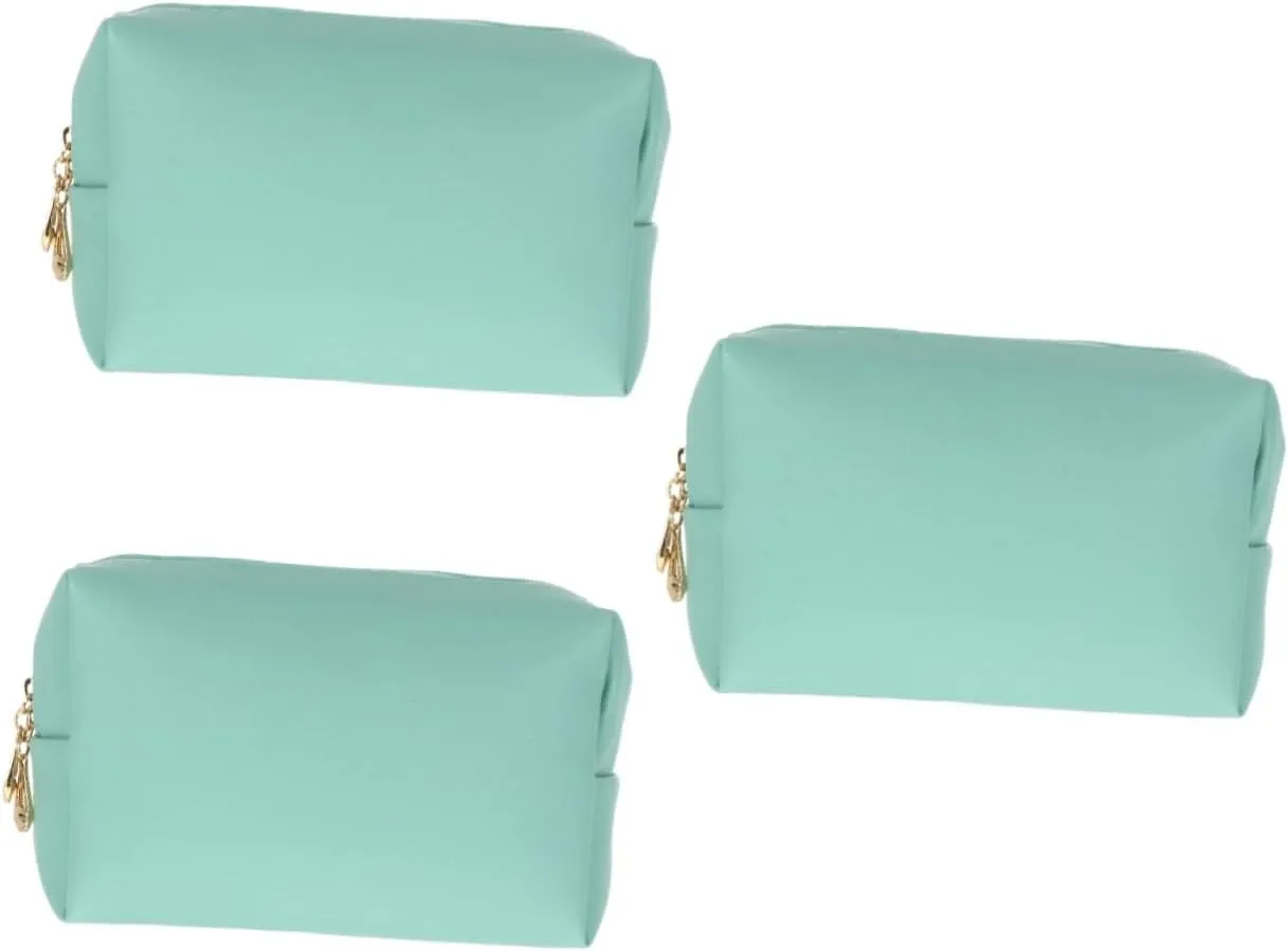 2 Pcs Square Cosmetic Bag Womens Makeup Bag Travel Makeup Organizer Cosmetic Travel Storage Pouch, Greenx3pcs, 17x10.5x6cmx3pcs