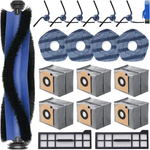 20 Pack X10 Pro Omni Accessories Compatible with Eufy X10 Pro Omni Robot Vacuum Cleaner, Replacement Parts with 1 Roller Brush, 6 Dust Bags, 6 Side Brushes, 4 Mop Pads, 2 Filters, 1 Cleaning Brush