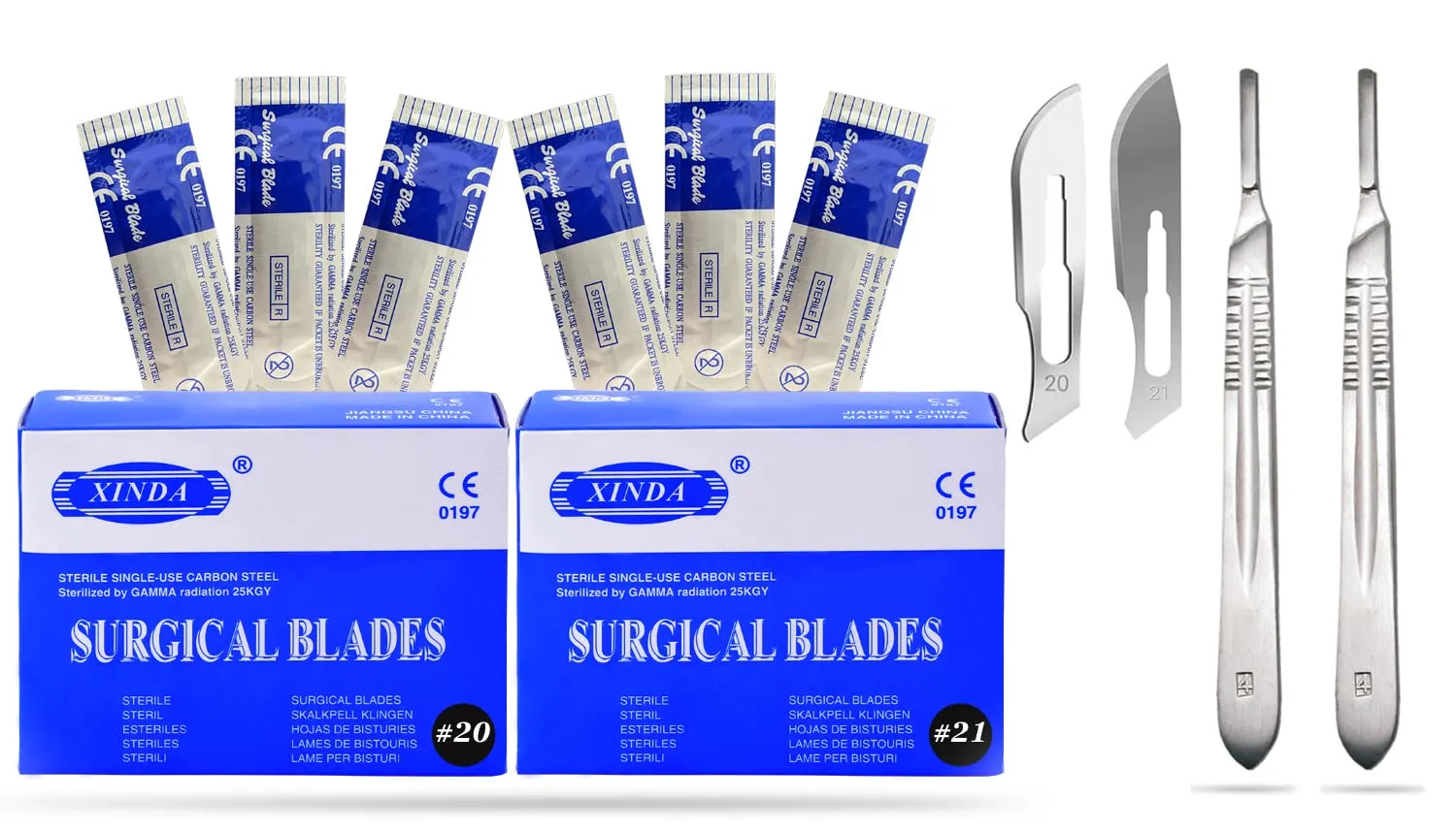 200 Scalpel Blades #20   #21 for Surgi, Dermaplaning, Veterinary, Taxidermy, Arts & Crafts, More - Includes 2 Handle #4