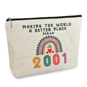 24th Birthday Gifts for Girls Makeup Bags 2001 Happy 24th Birthday Decorations for Teen Girls 24 Year Old Girl Birthday Gifts for Daughter Sister Granddaughter Cosmetic Travel Pouch Christmas