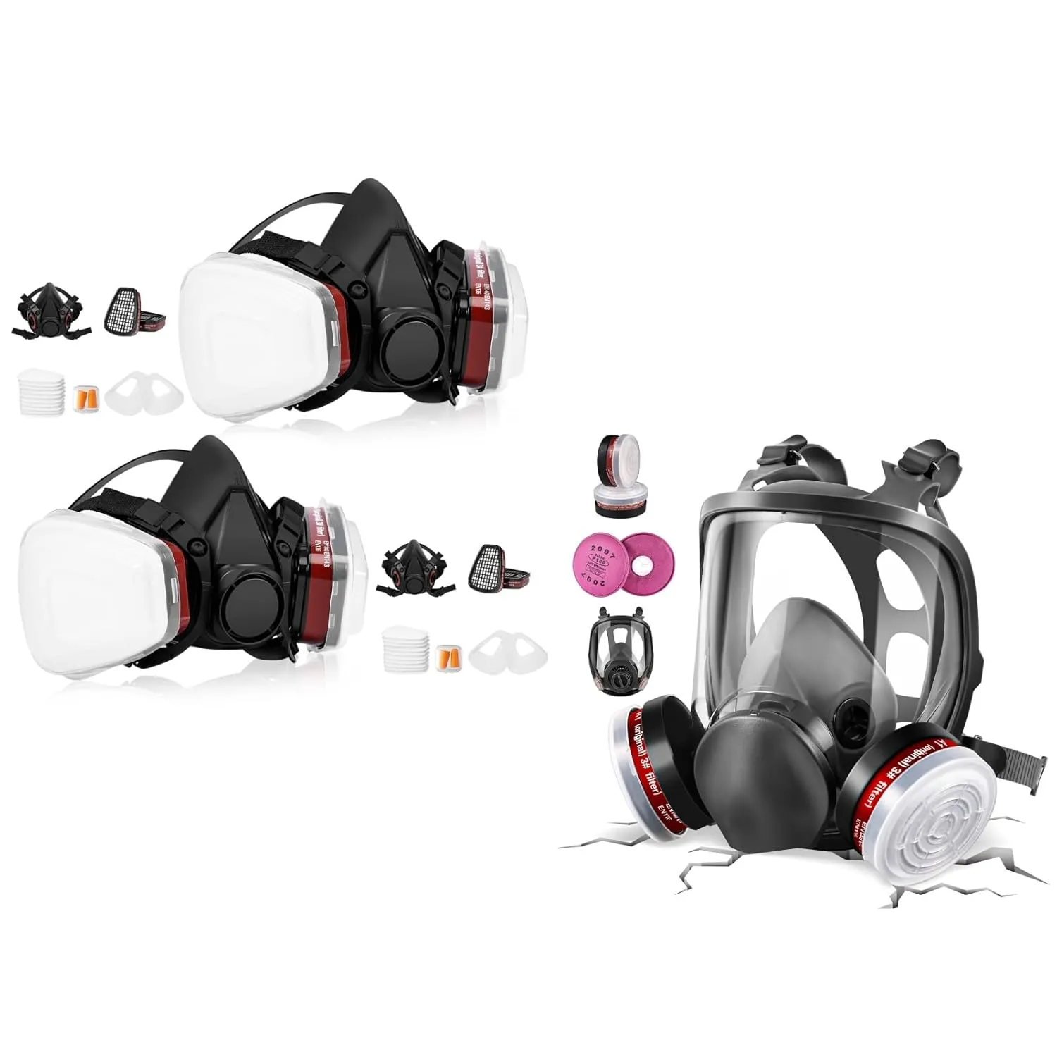 3 Pcs Reusable Painters Mask,Gas Masks Survival Nuclear and Chemical,Paint Respirator Masks for Chemicals Painting Resin Welding