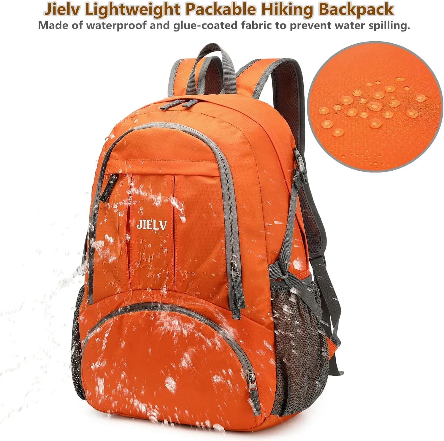 30L Lightweight Packable Backpack Small Foldable Hiking Backpack Waterproof Daypack Travel Camping Outdoor for Women Men Valentines Day Gifts(Orange)