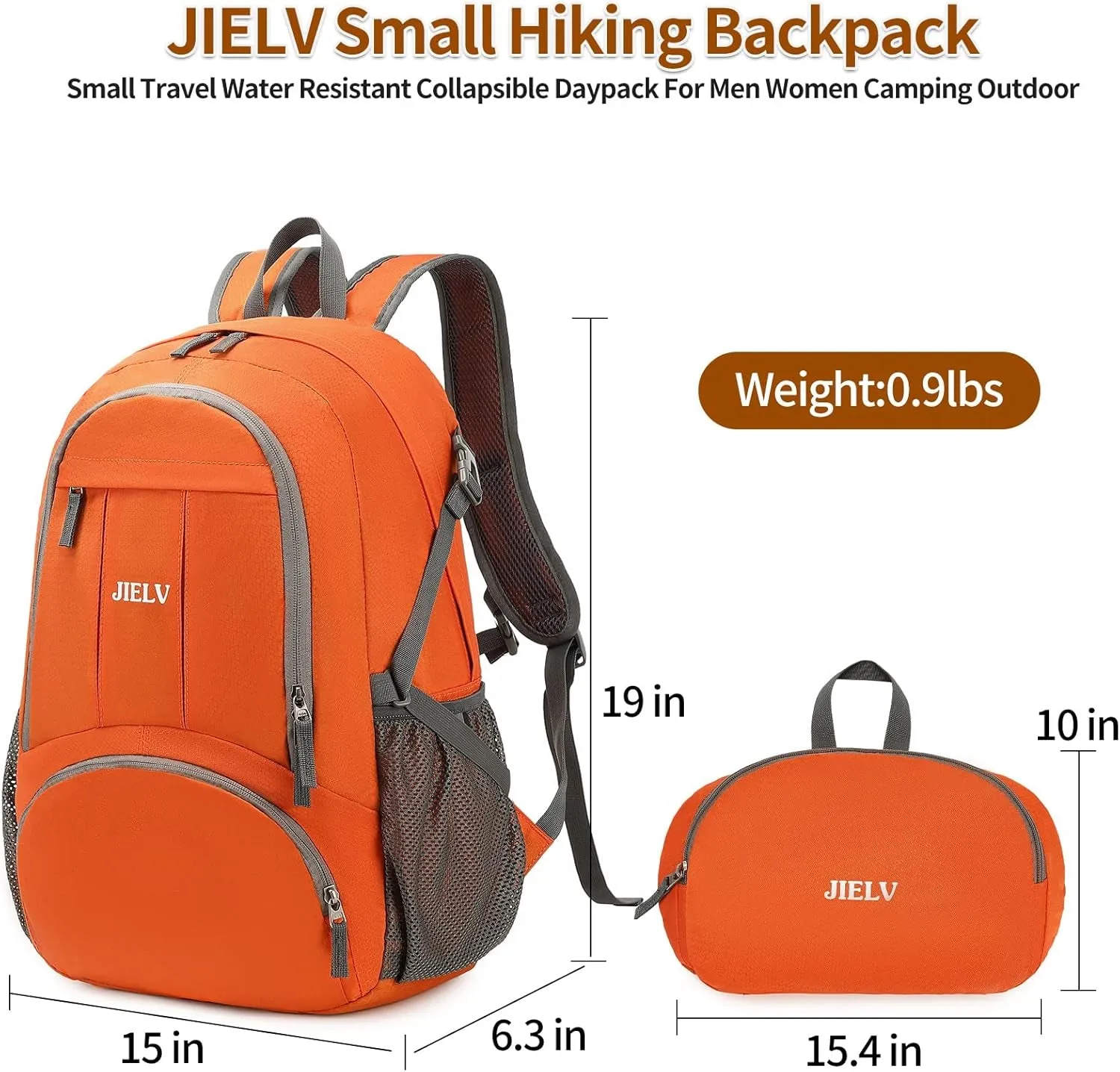 30L Lightweight Packable Backpack Small Foldable Hiking Backpack Waterproof Daypack Travel Camping Outdoor for Women Men Valentines Day Gifts(Orange)