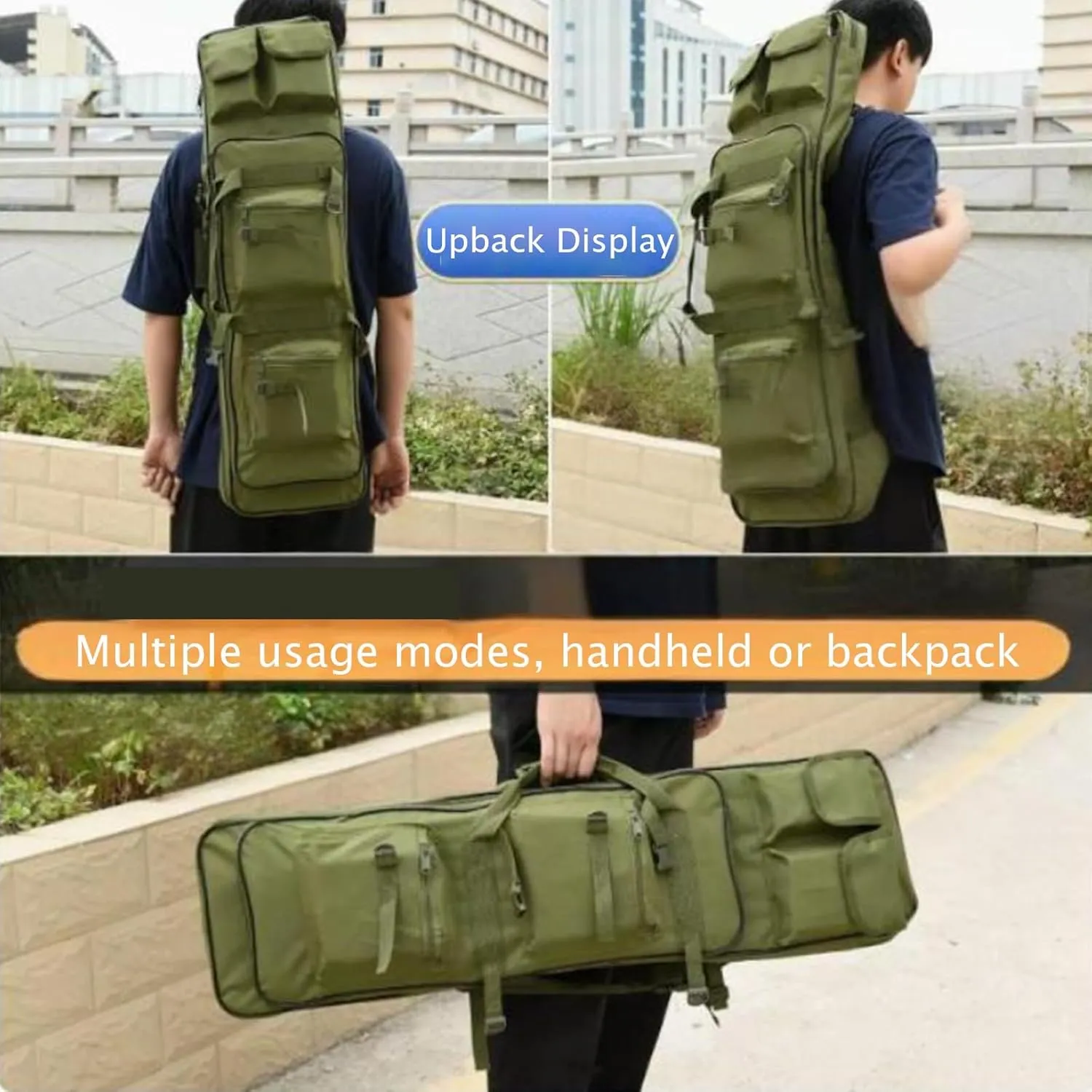 32" 37" 46" Soft Rifle Case Double Long Gun Bag, with Lockable Zipper and Backpack Strap, Rifle Backpack Rifle Bag Gun Case for Hunting and Shooting