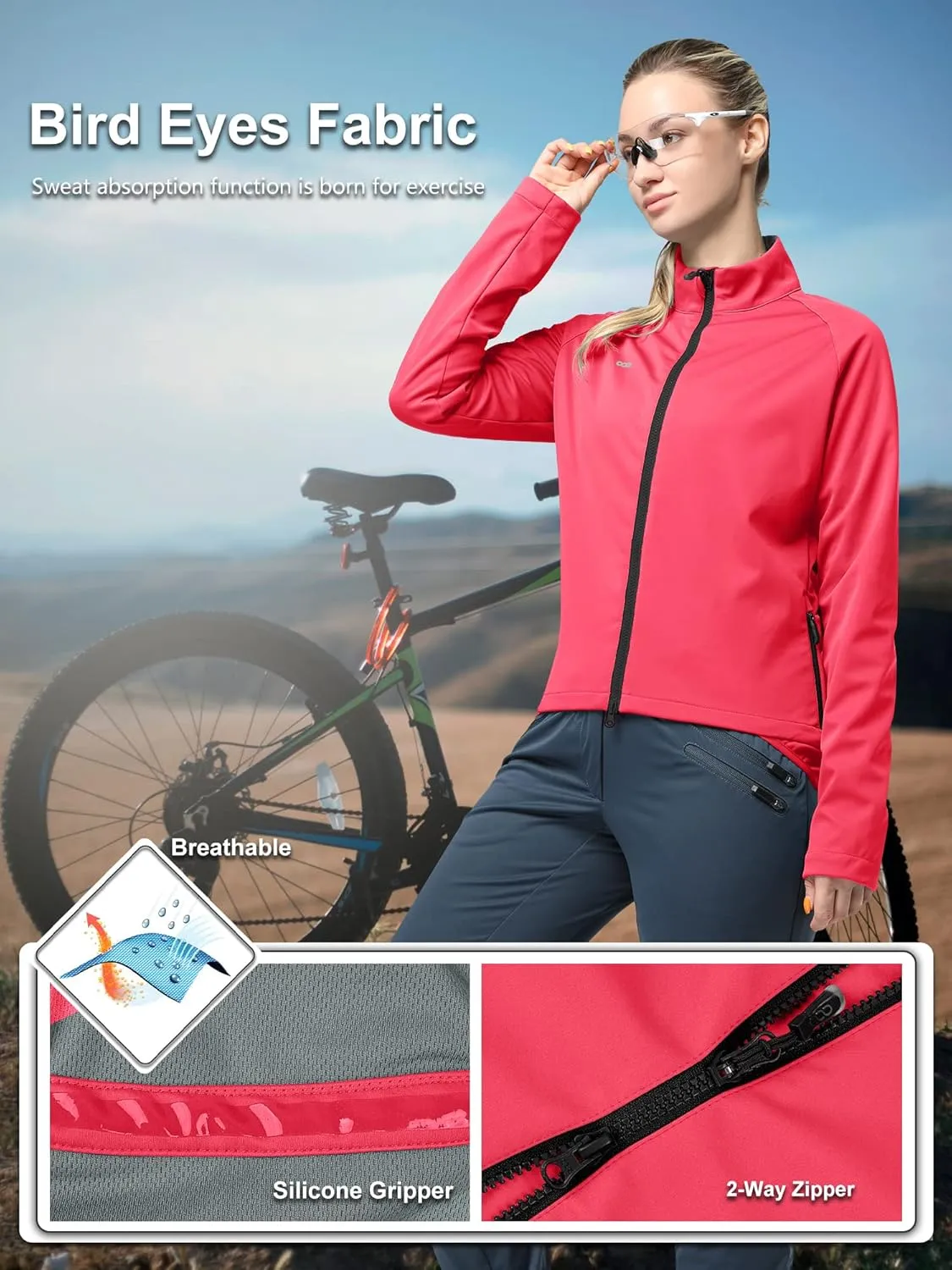 33,000ft Women’s Cycling Jackets Thermal Waterproof Running Jacket Breathable Winter Bike Jacket