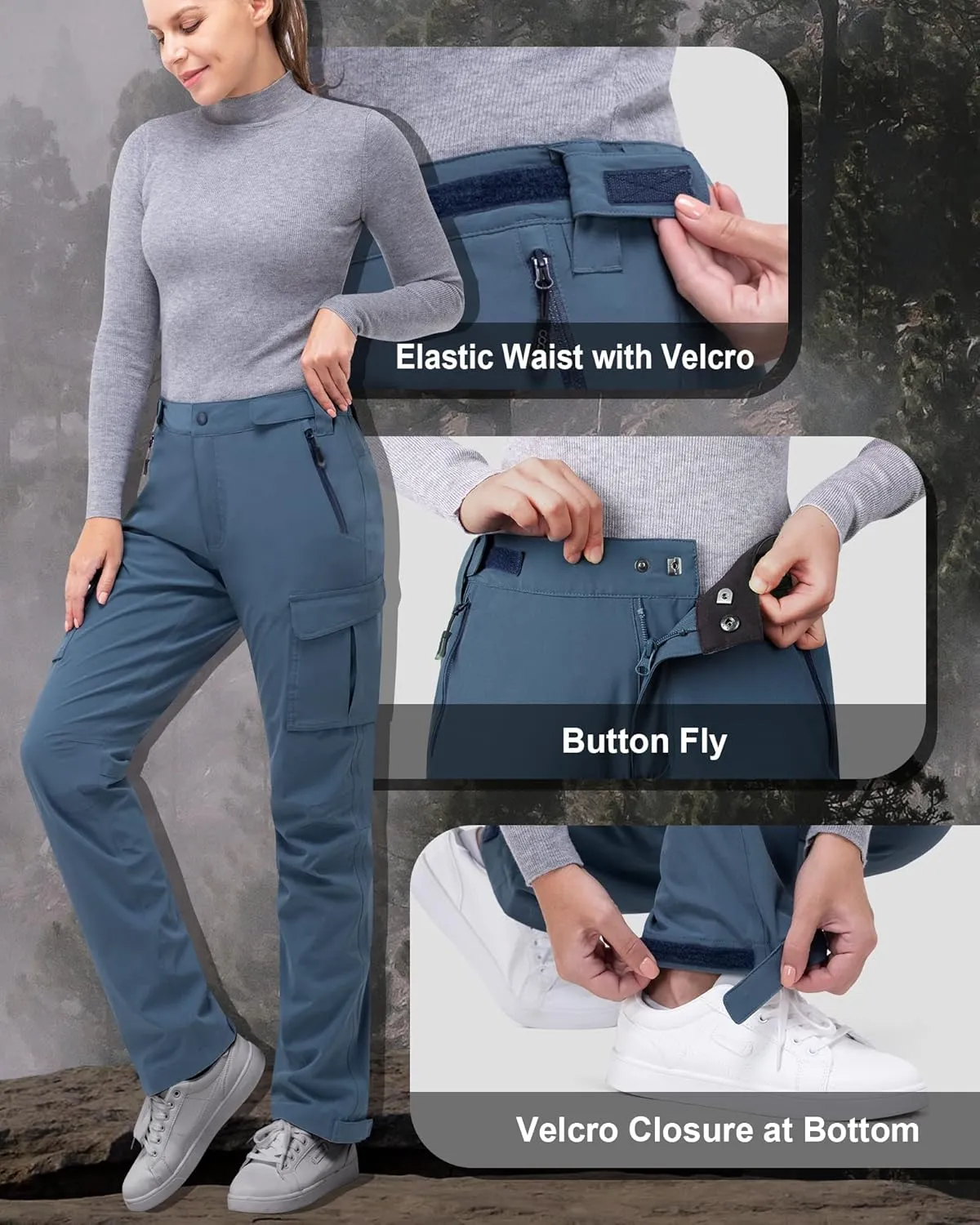 33,000ft Women's Rain Pants, Waterproof Lightweight Breathable Rain Overall Hiking Pants