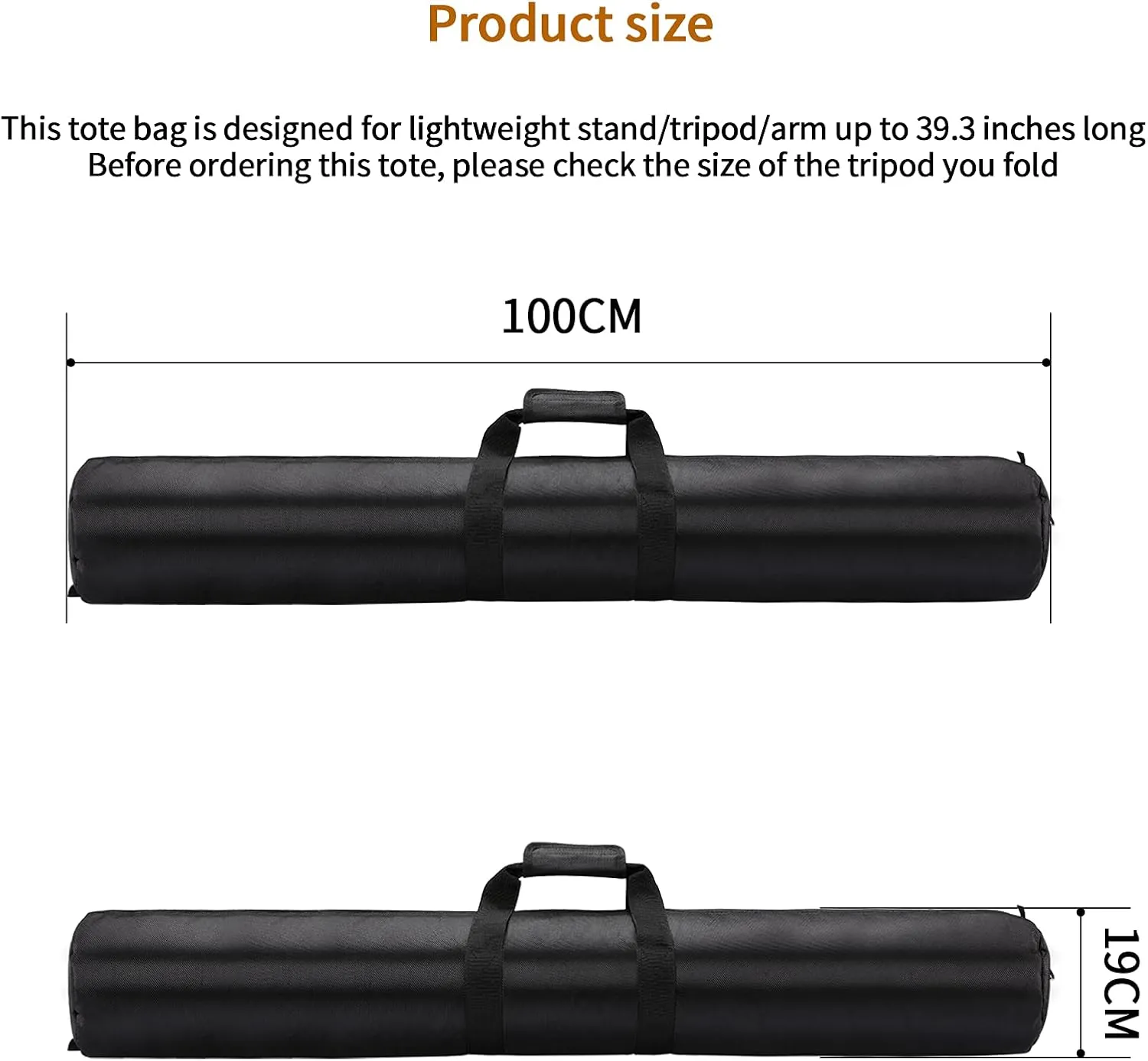 39in/100cm Tripod Carrying Case, Heavy Duty Nylon Bag with Shoulder Strap, Padded for Light Stand, Tripods, Monopods, Umbrellas, Softboxes, Boom Stand, Speaker Stands, Mic Stands