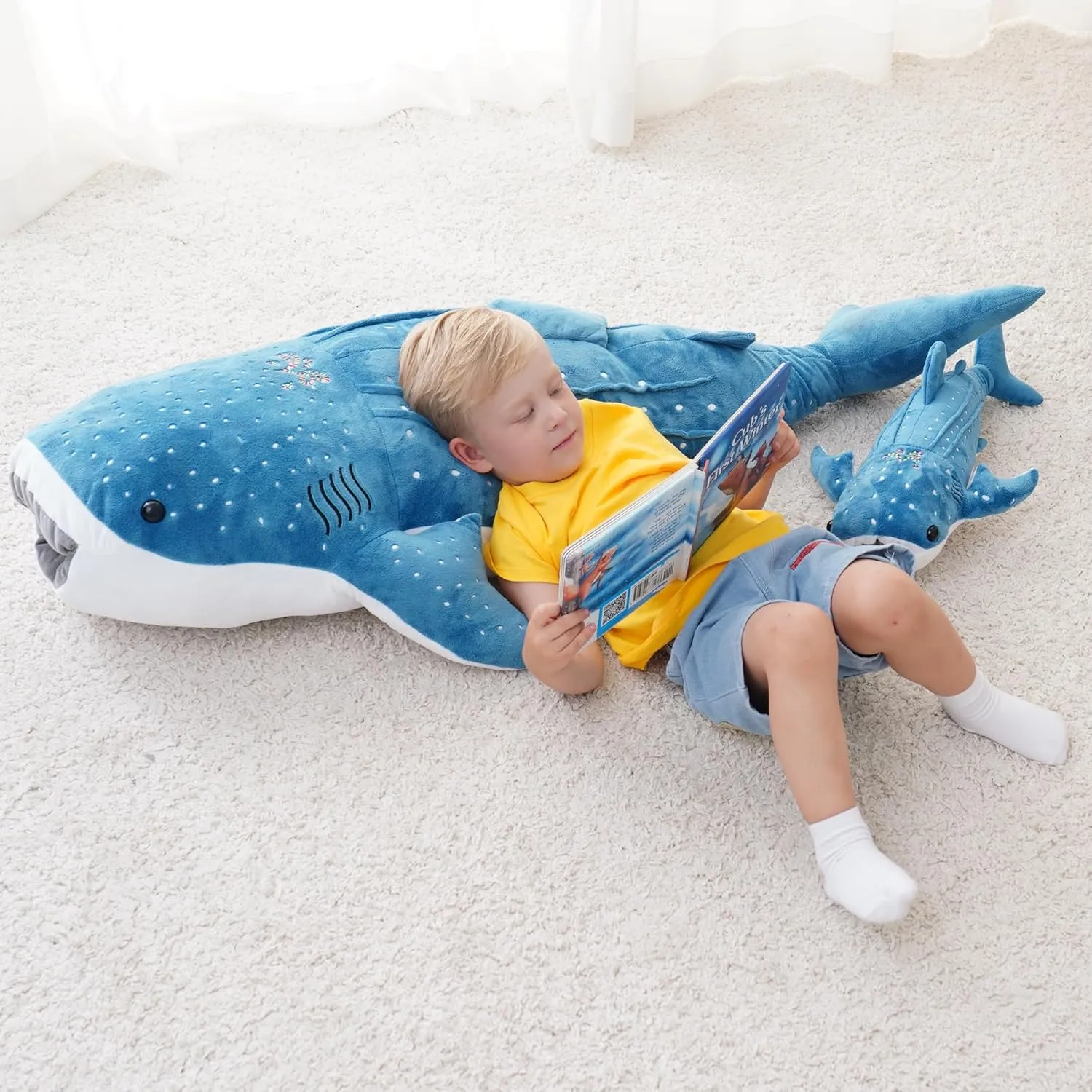 39inch Whale Shark Stuffed Animal Giant Whale Shark Plush Pillow Toy Realistic Big Whale Shark Stuffed Animals Plush Huge Stuffed Whales Large