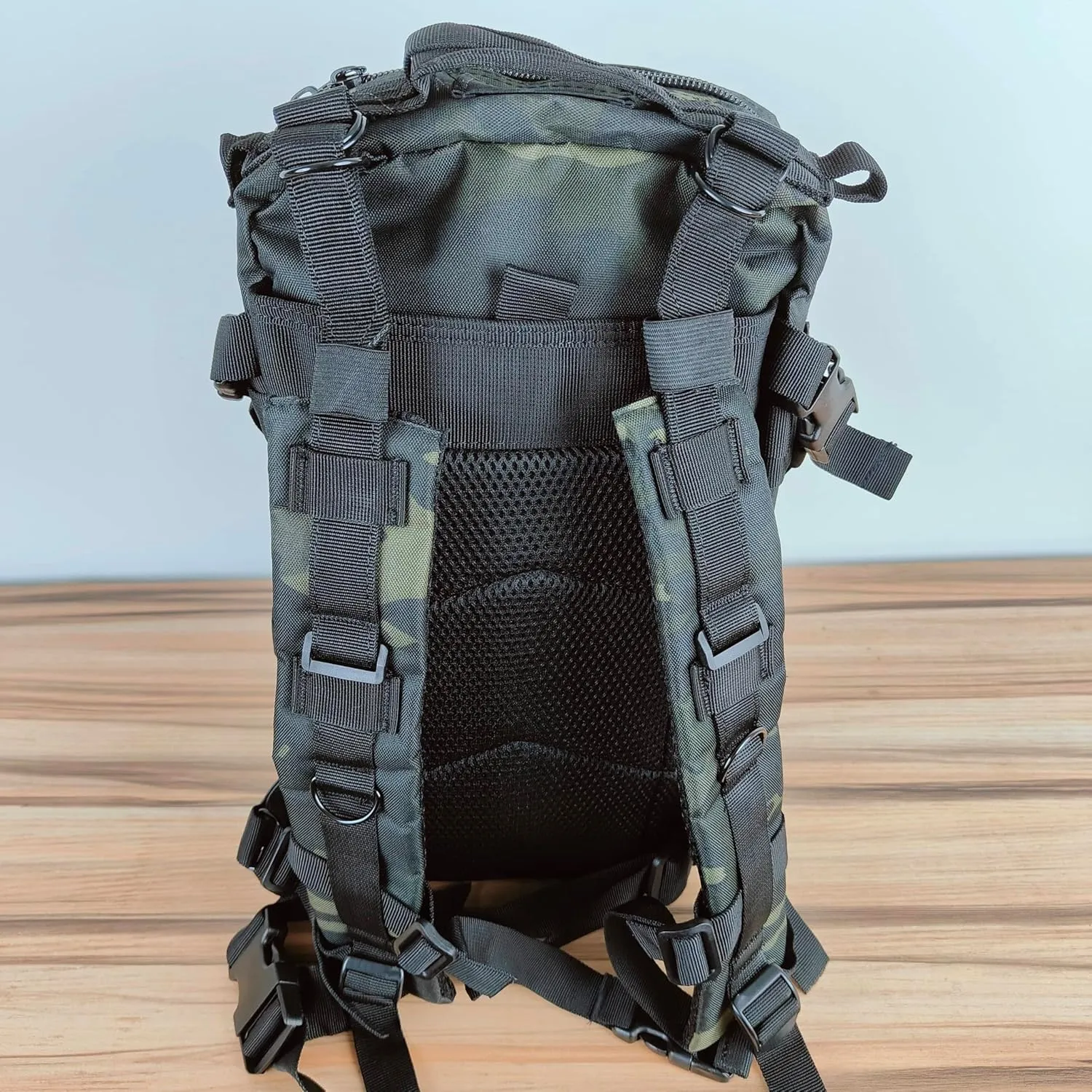 3P Tactical Backpack - 30L Capacity, Waterproof Oxford Cloth, MOLLE System - Ideal for Hiking, Rucking, and Military Use (Travel, BLACK CP), OSFA