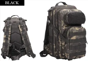 3P Tactical Backpack - 30L Capacity, Waterproof Oxford Cloth, MOLLE System - Ideal for Hiking, Rucking, and Military Use (Travel, BLACK CP), OSFA
