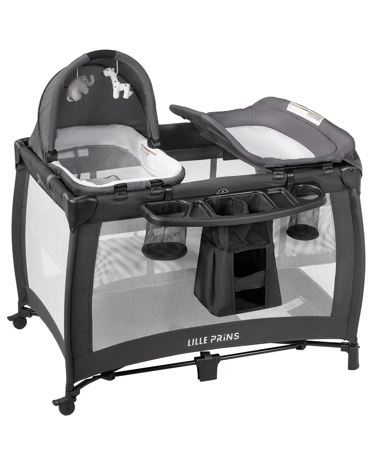 4 in 1 Pack and Play with Bassinet, Diaper Changing Table for Newborn Infant, Portable Baby Playpen for Babies and Toddlers