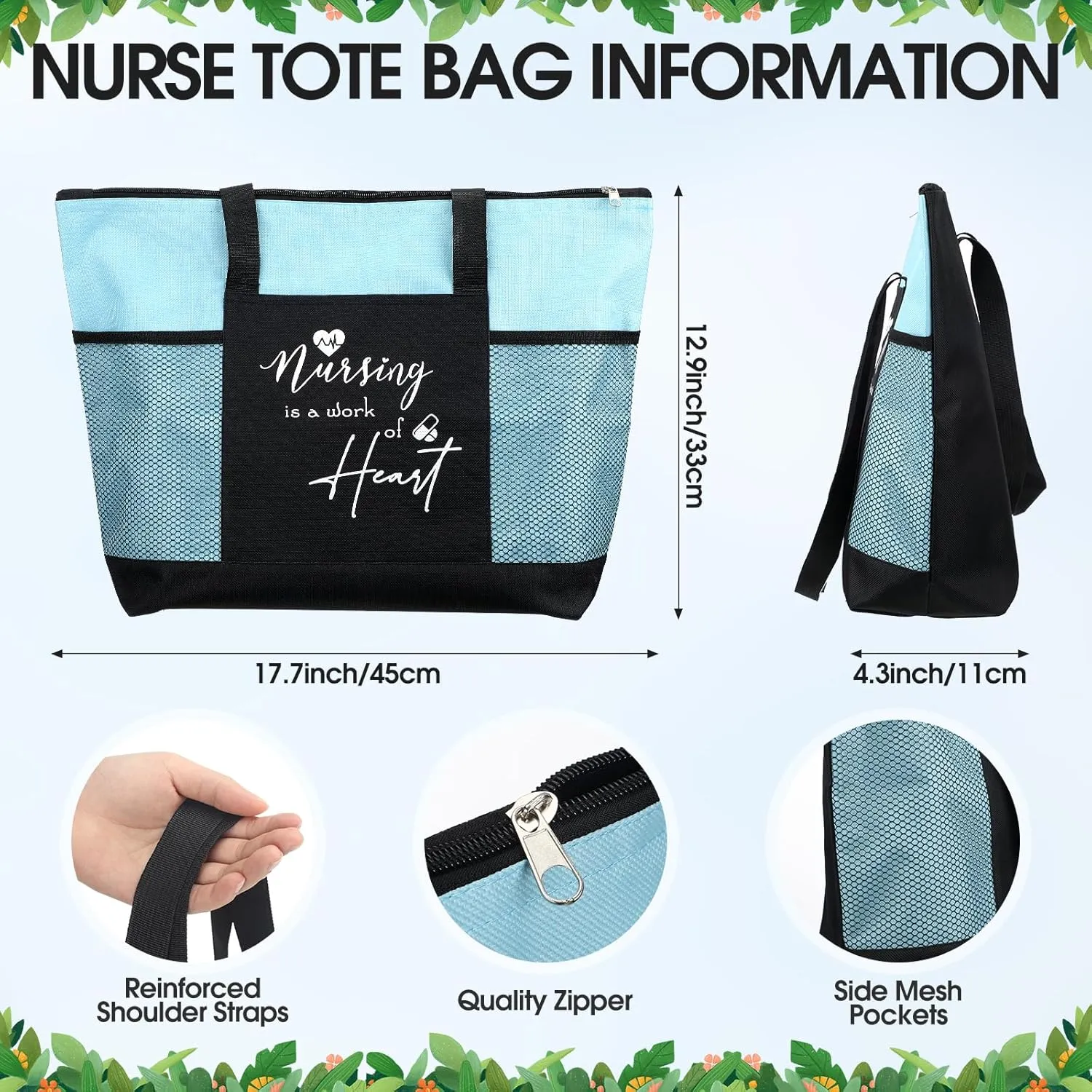 4 Pcs Nurse Tote Bags Rn 16oz Glasse with Bamboo Lids Makeup Bag Badge Reel Appreciation Gift for Nurse