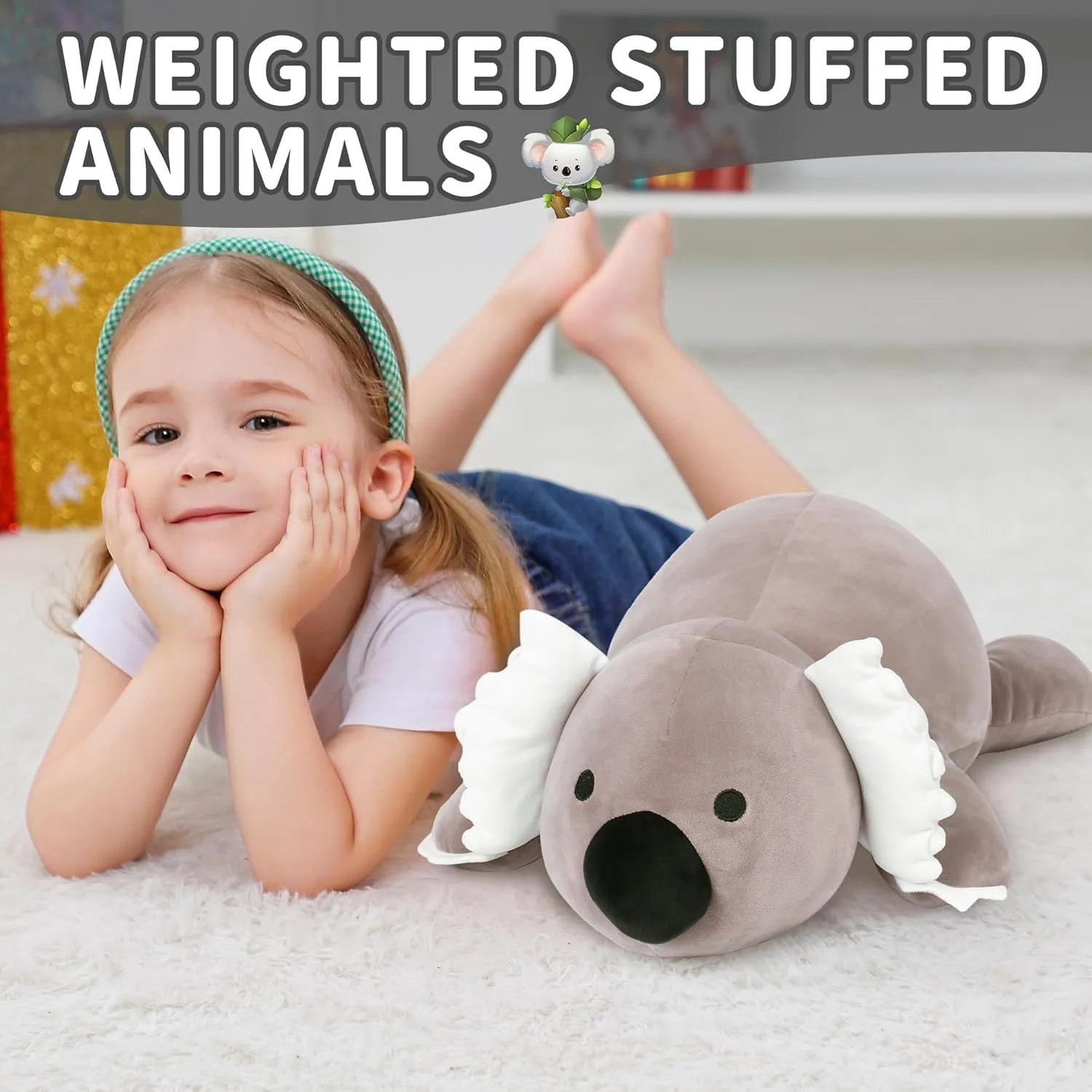 4.2lbs Weighted Koala Stuffed Animals, 24" Cuddle Koala Stuffed Animal Pillow, Big Weighted Stuffed Animals for Anxiety Gifts for Kids & Adults