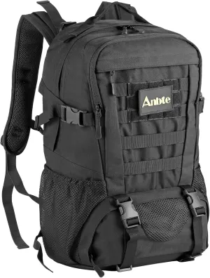 45L Waterproof Lightweight Tactical Backpack, MOLLE System, Comfortable Design for Camping, Hiking, Cycling & Travel, Durable Outdoor Day Pack for Men & Women (Black)