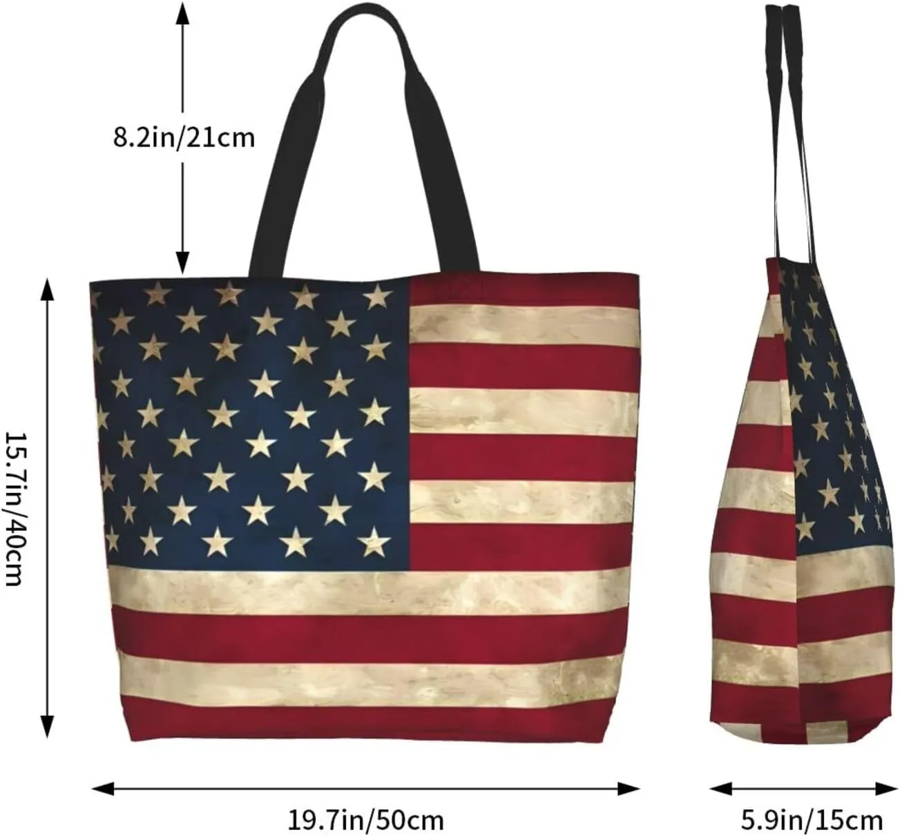 4th of July Tote Bag Women large American flag bag Interior Pocket Reusable Independence day Travel tote bags