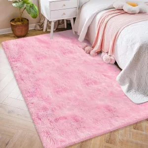 4x6 Pink Rugs for Bedroom Girls, Soft Fluffy Shag Pink Area Rug for Girls Kids Baby Room, Kawaii Fuzzy Thick Carpet Plush Mat Non-Slip Throw Rugs for Nursery Playroom Dorm Home Decor Aesthetic