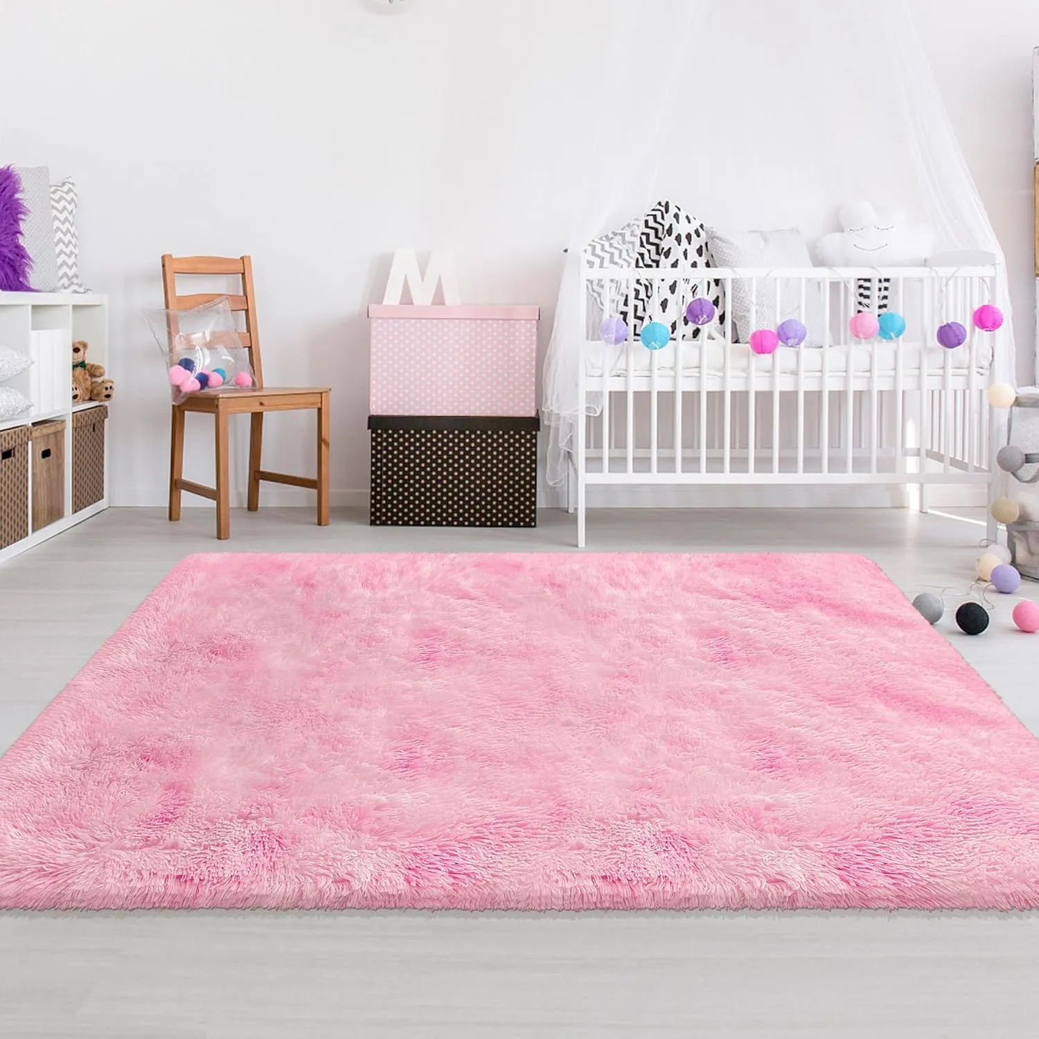 4x6 Pink Rugs for Bedroom Girls, Soft Fluffy Shag Pink Area Rug for Girls Kids Baby Room, Kawaii Fuzzy Thick Carpet Plush Mat Non-Slip Throw Rugs for Nursery Playroom Dorm Home Decor Aesthetic