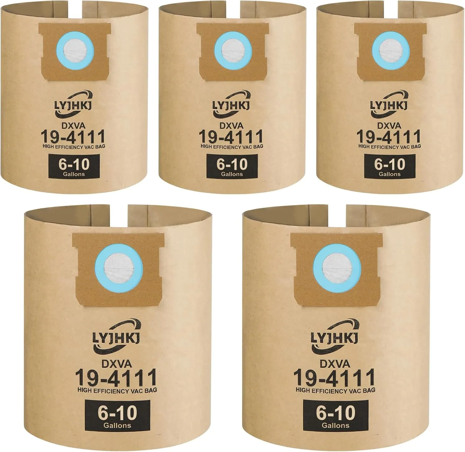 5 Pack DXVA19-4111 Vacuum Bags for DEWALT 6 to 10 Gallon Wet/Dry Vacuum, Disposable Shop Vac Bags, Dust Collection Bag Replacement