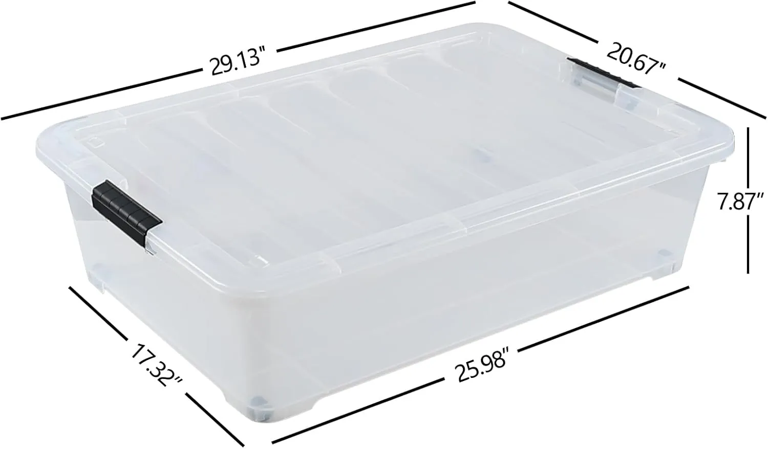 50 Quart Large Clear Underbed Boxes with Wheels, Stackable Plastic Storage Bin with Lids, 3 Packs