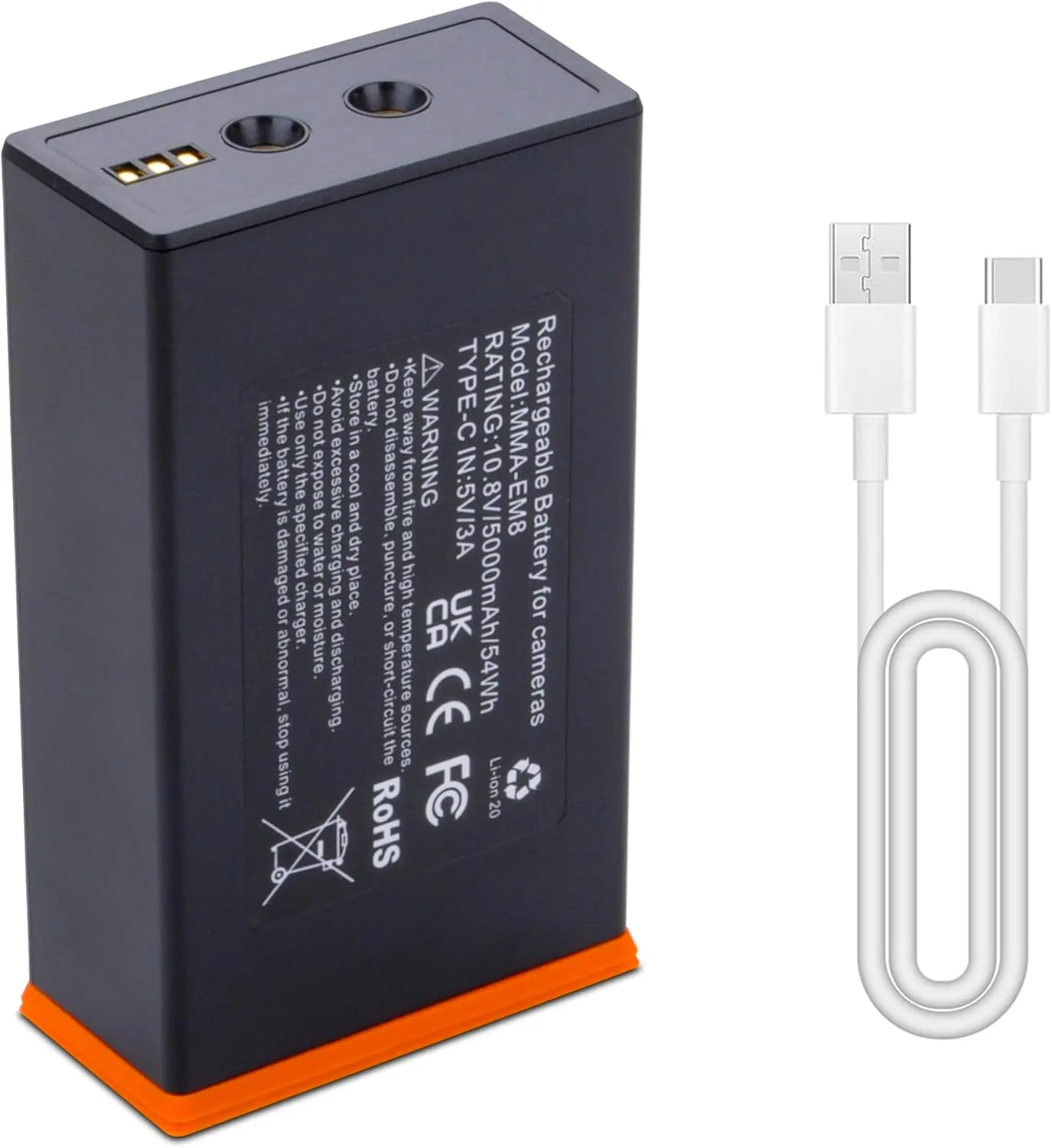 5000Mah 1-Pack battery replacement Compatible for Moultrie Edge, Edge 2, Edge Pro, Edge 2 Pro Trail Camera, Hunting Cameras Rechargeable Lithium-Ion Battery Pack with Type-C Charging Cable 10.8V 54Wh