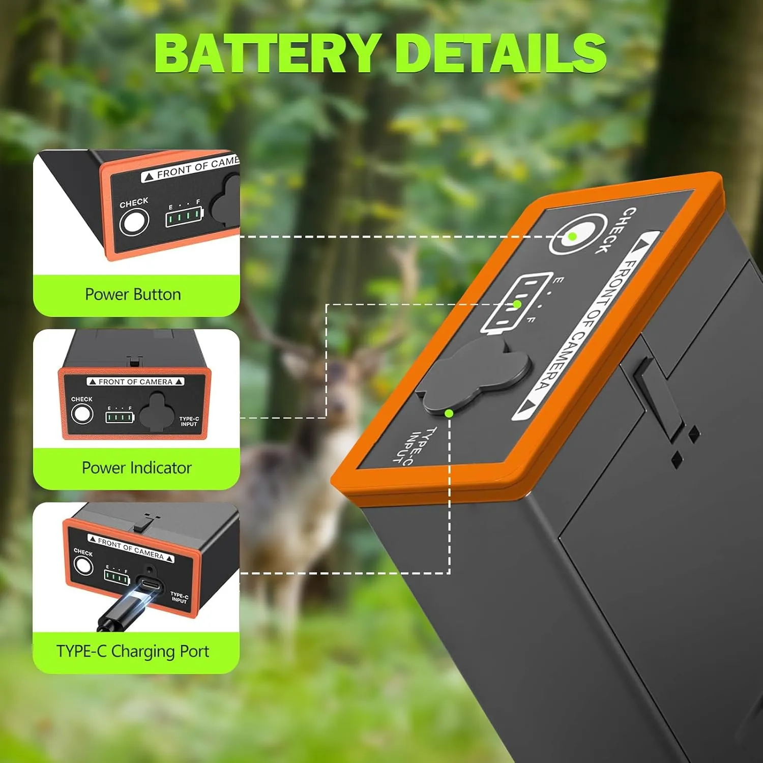 5000mAh Power Mag Rechargeable Lithium Battery Pack - Trail Camera Replacement Battery Pack Compatible with Moultrie Edge, Edge PRO, Edge 2, Edge 2 PRO Trail Cameras etc, Replacement AA Batteries