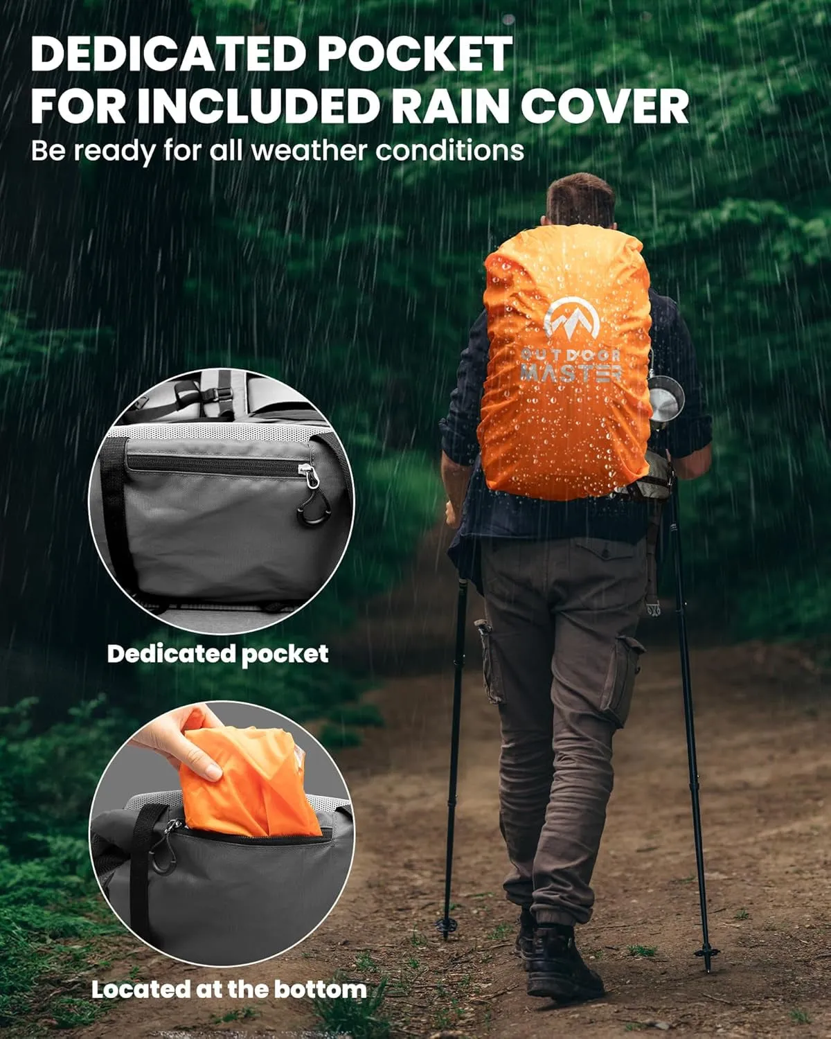 50L Hiking Backpack with High Strength Aluminum Support, Lightweight Travel Daypack with Rain Cover, Waterproof Camping Bag for Men Women -Purple