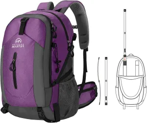 50L Hiking Backpack with High Strength Aluminum Support, Lightweight Travel Daypack with Rain Cover, Waterproof Camping Bag for Men Women -Purple