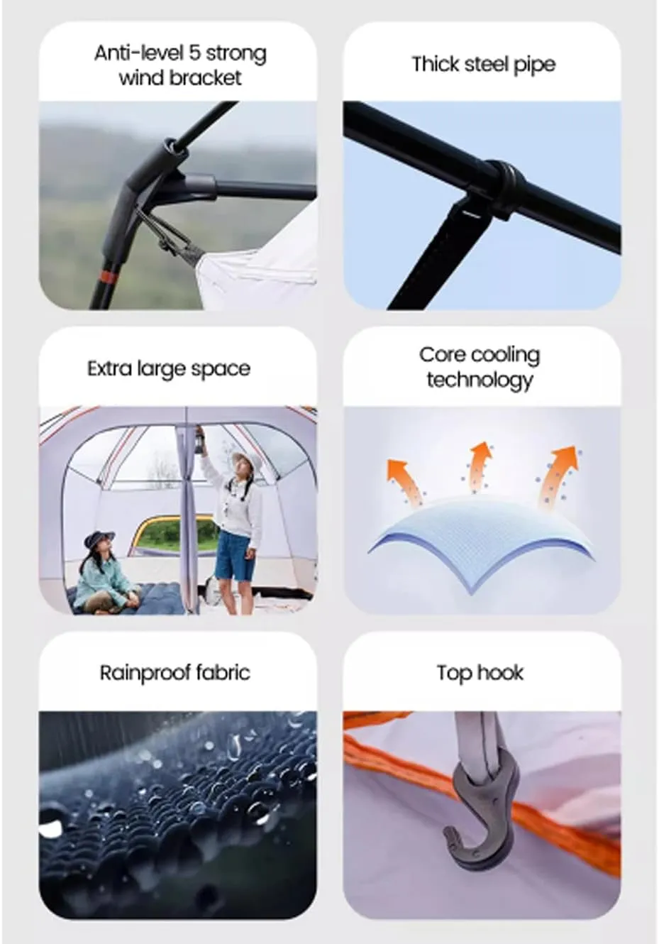 6/12 Person Camping Tent with Porch,Large Family Cabin Tents with 2 Rooms,Double Layer Outdoor Instant Tent with Rainfly for Party,Hunting,Hiking
