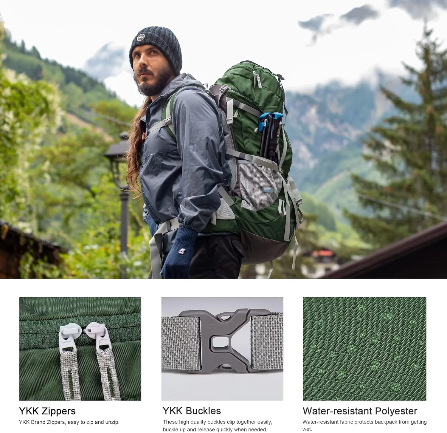 70L Internal Frame Backpack Camping Backpacking Hiking Backpack for Men Women with Rain Cover