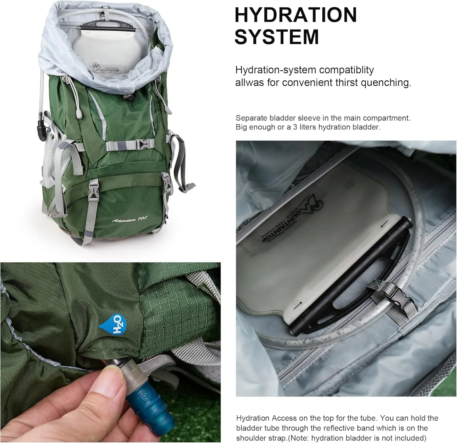 70L Internal Frame Backpack Camping Backpacking Hiking Backpack for Men Women with Rain Cover