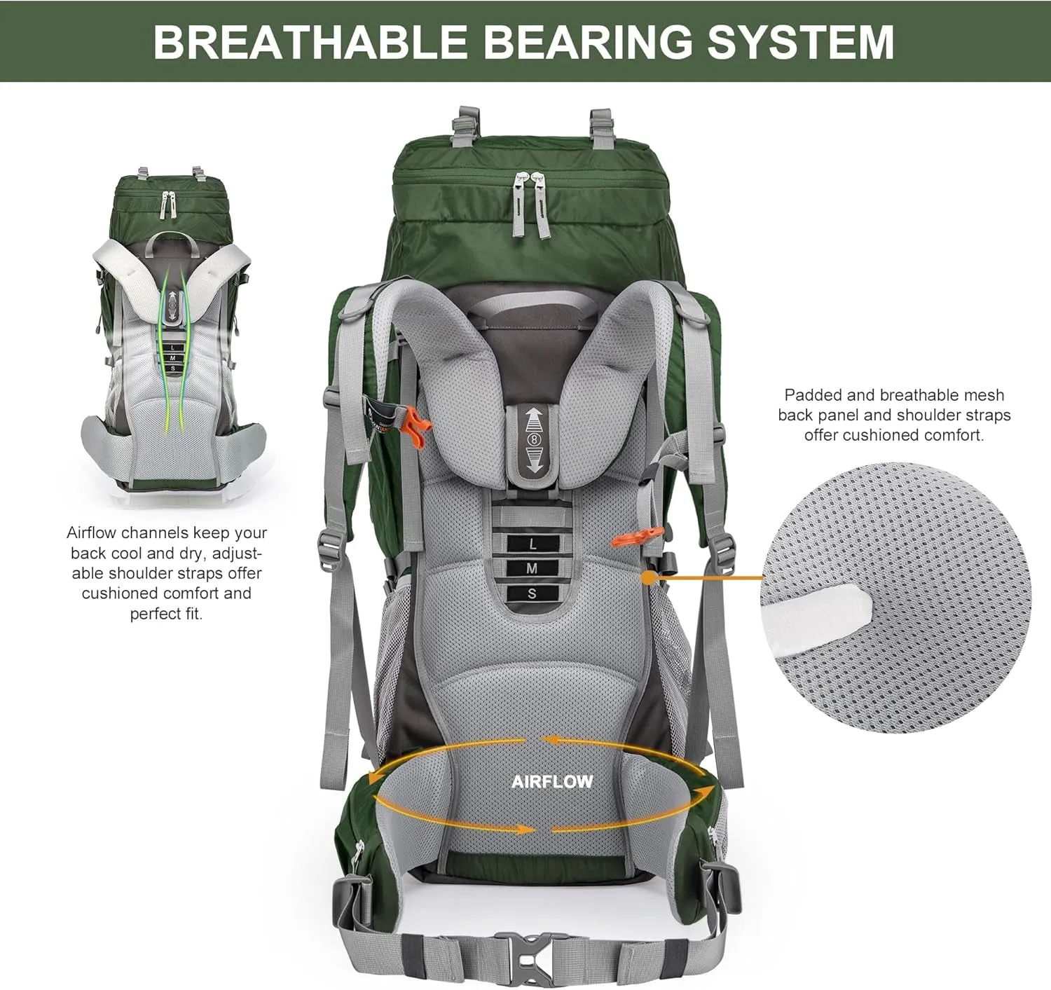 70L Internal Frame Backpack Camping Backpacking Hiking Backpack for Men Women with Rain Cover