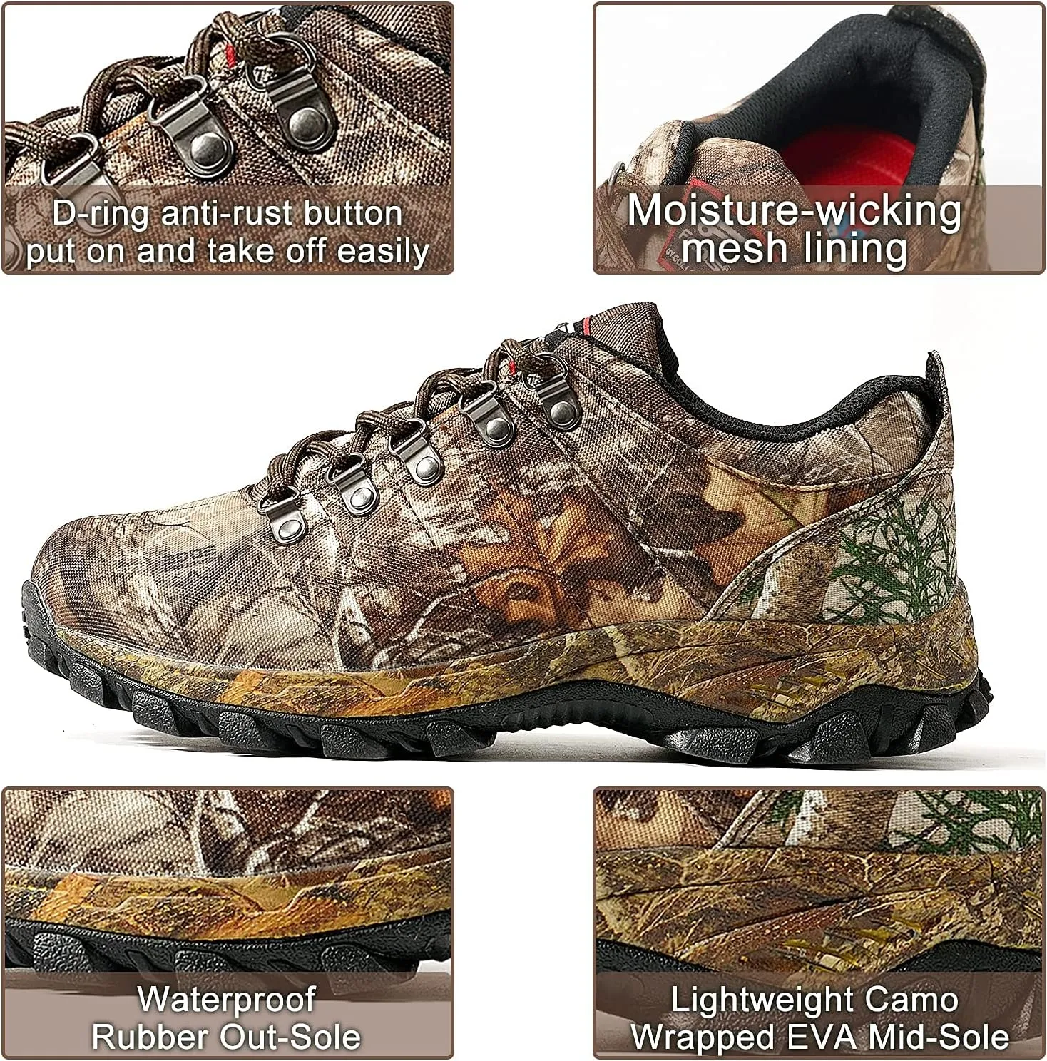 8 Fans Men's Waterproof Trekking Hiking Shoes,Lightweight Camo Walking Hunting Sneakers with Memory Foam Insole for Men&Women…