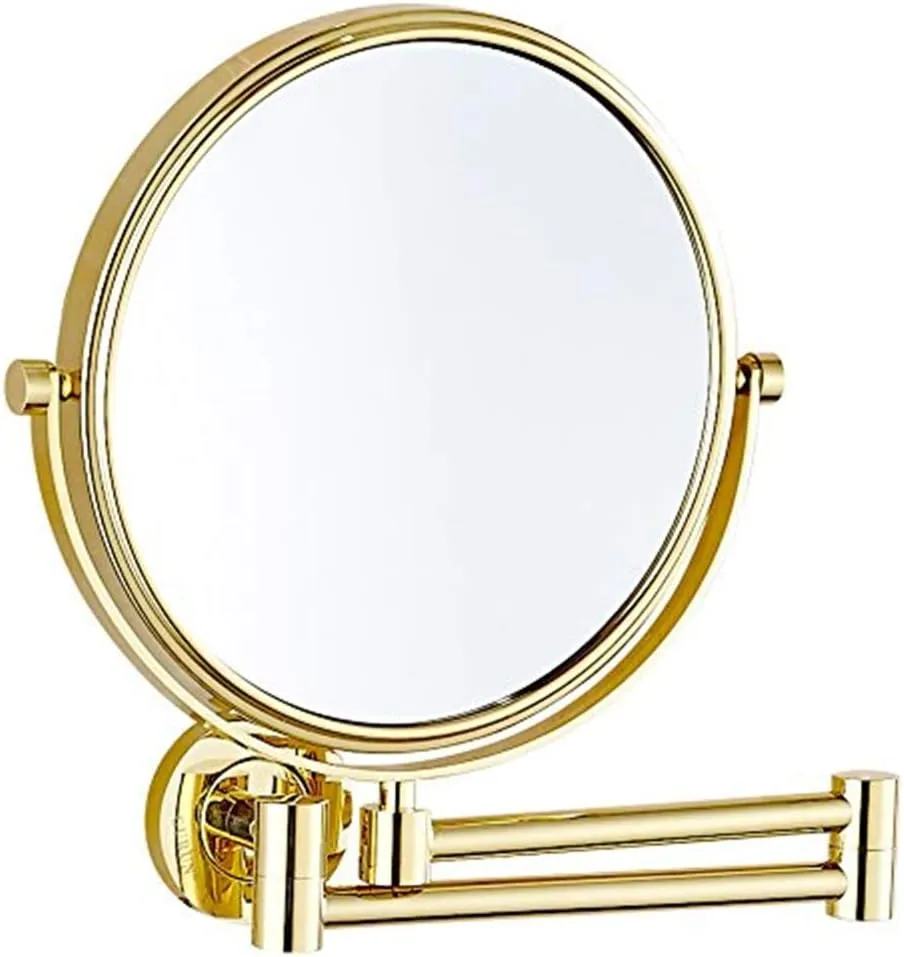 8 Inch Bathroom Makeup Mirrors Wall Mounted Brass Magnifying Double Sided Adjustable Vanity Shaving Extendable Swivel (Size : 5X)