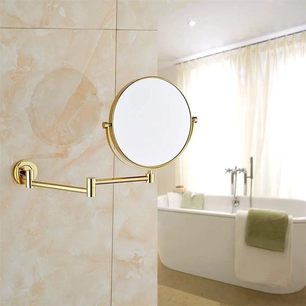 8 Inch Bathroom Makeup Mirrors Wall Mounted Brass Magnifying Double Sided Adjustable Vanity Shaving Extendable Swivel (Size : 5X)
