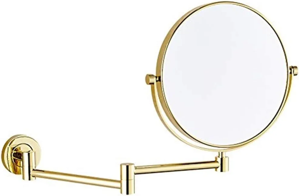 8 Inch Bathroom Makeup Mirrors Wall Mounted Brass Magnifying Double Sided Adjustable Vanity Shaving Extendable Swivel (Size : 5X)