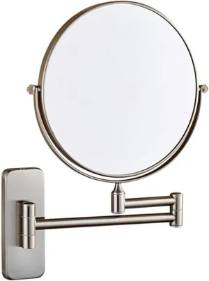 8 Inch Makeup Mirrors Double Sided Brass Magnifying Mirror Extendable Folding 360° Swivel Vanity Shaving Mirrors (Color : 1, Size : 10X)