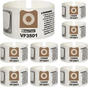 9 Pack VF3501 Filter Bags, Compatible With Ridgid & Workshop 4 Gallon Vacs, Fine Dust Bags Part # 23738 VF3501 / WS32045F