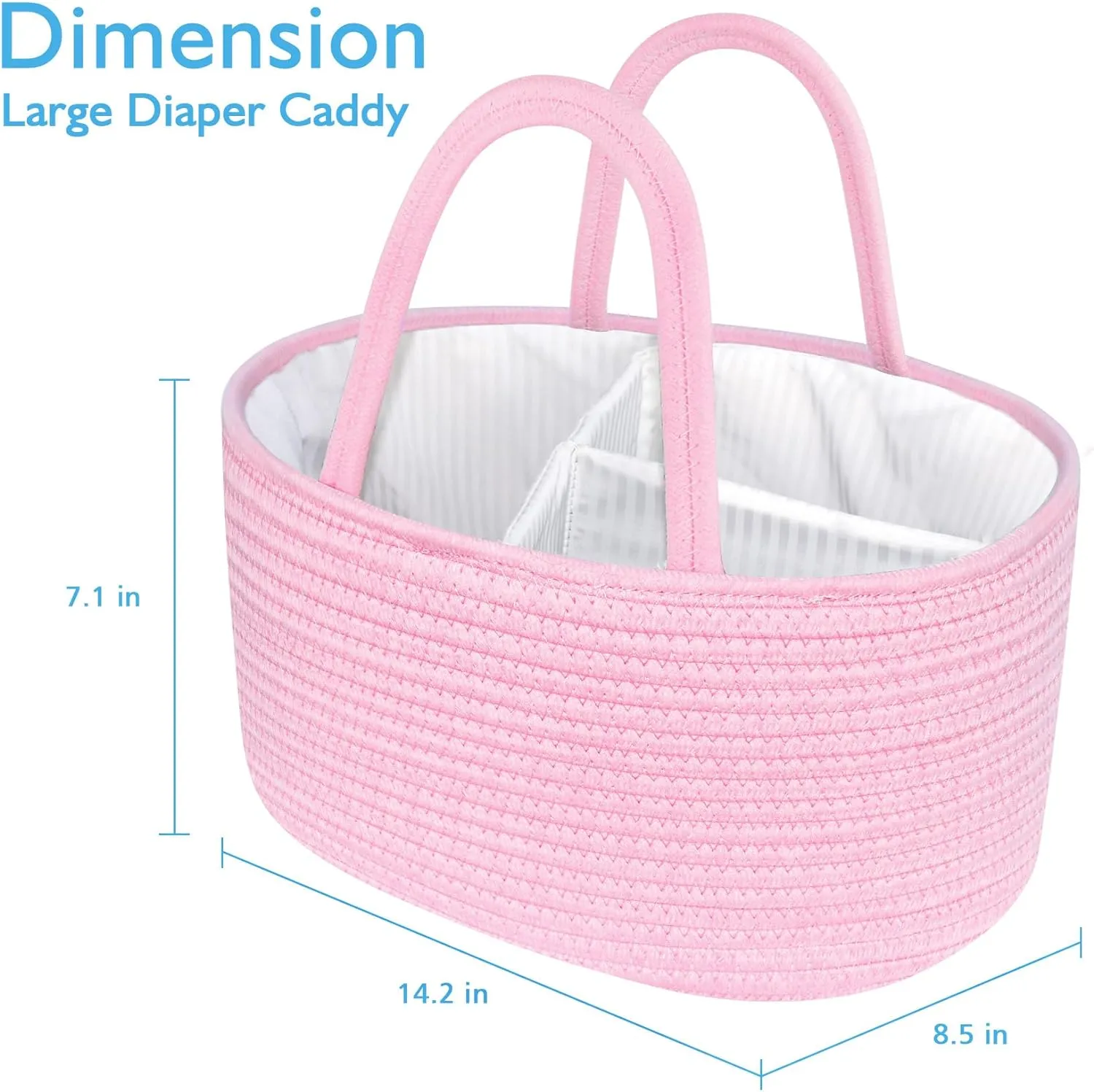 ABenkle Diaper Caddy Organizer, Boho Rustic Cotton Rope Nursery Baby Basket, Changing Table Organizer for Baby Diaper Storage and Baby Shower