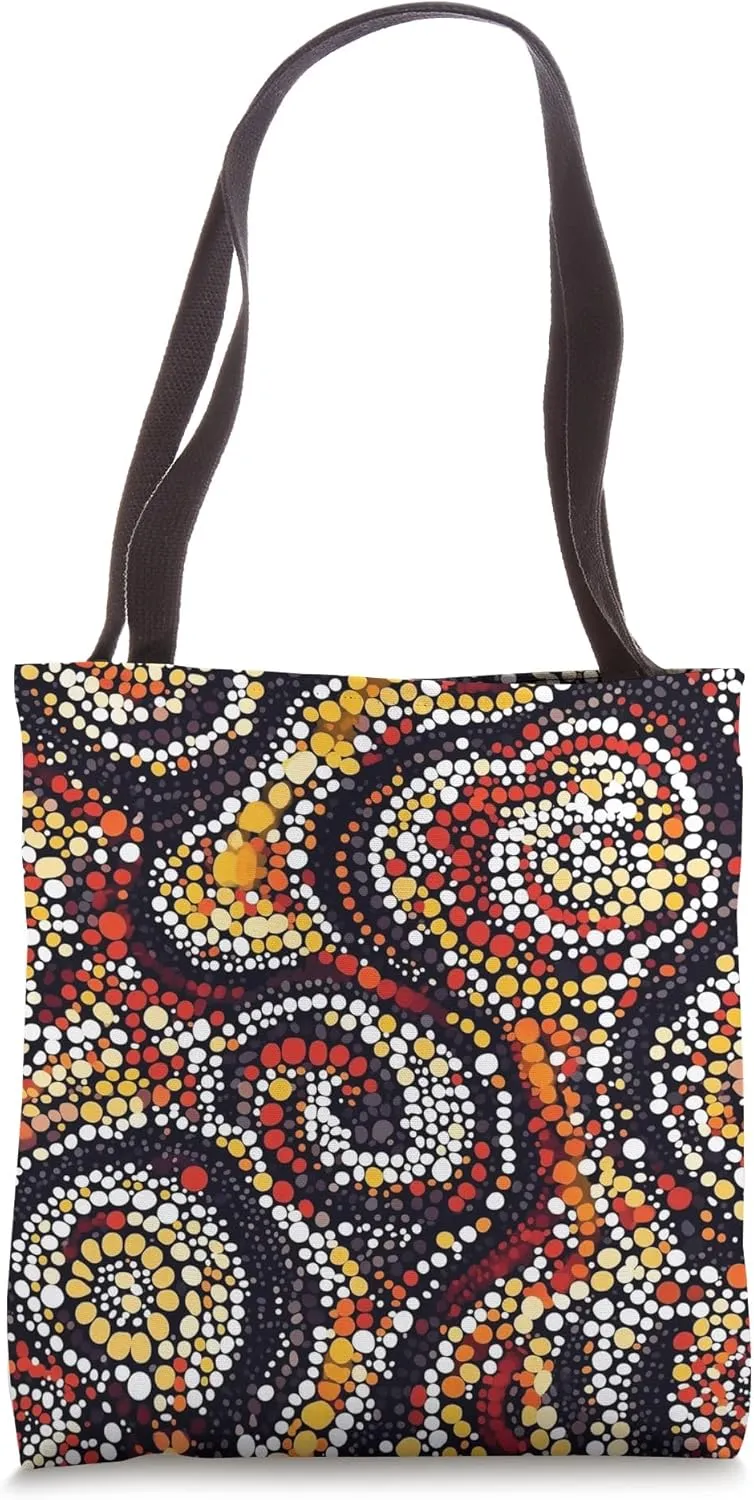 Abstract Circular Pattern with Red and Green Accents Tote Bag